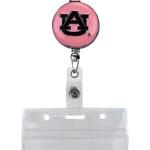 Auburn Tigers Pink Logo Retractable Work ID Badge Reel Holder. NCAA
